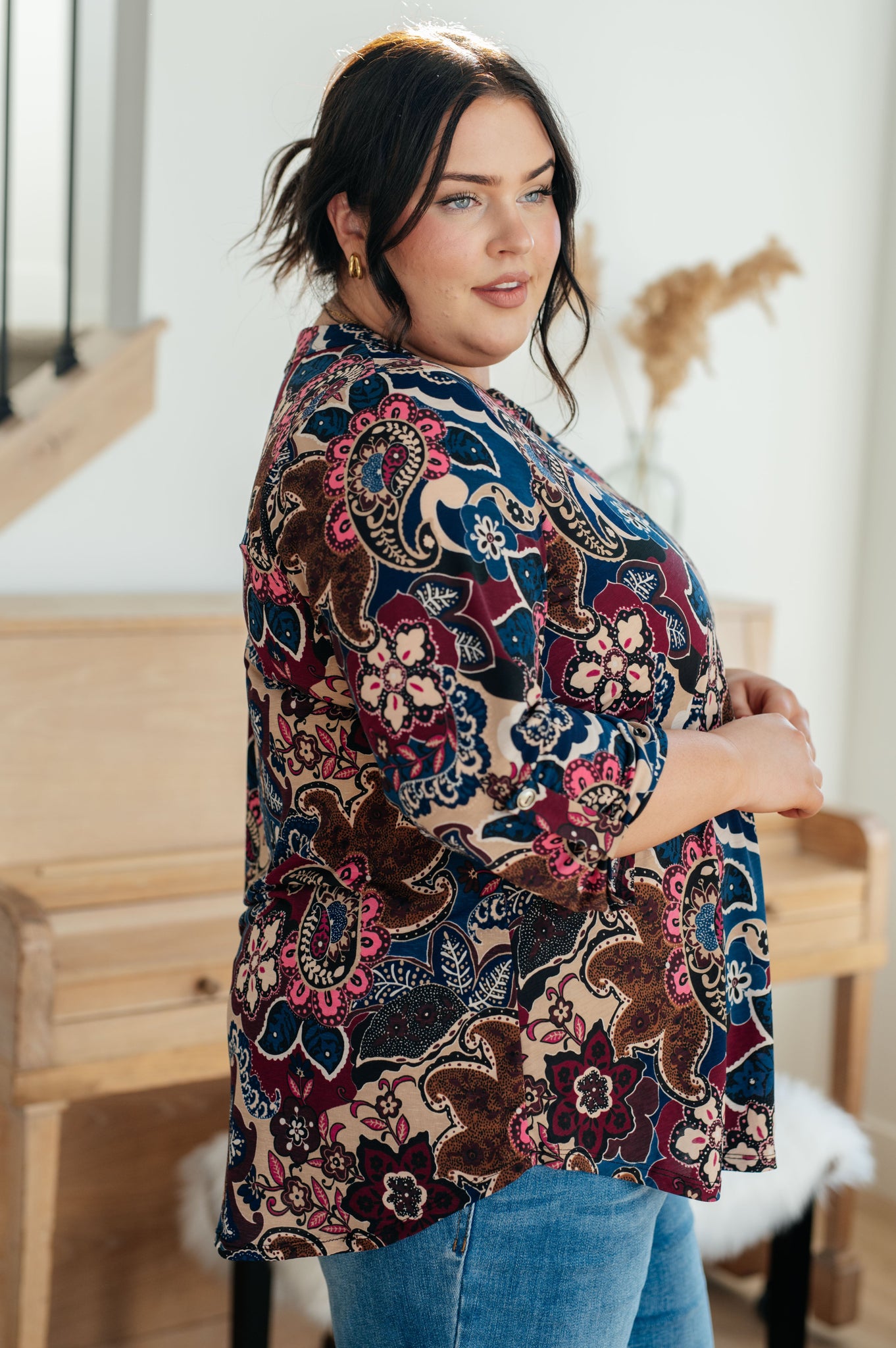 Load image into Gallery viewer, Little Lovely Blouse in Wine Paisley - Dear Scarelett