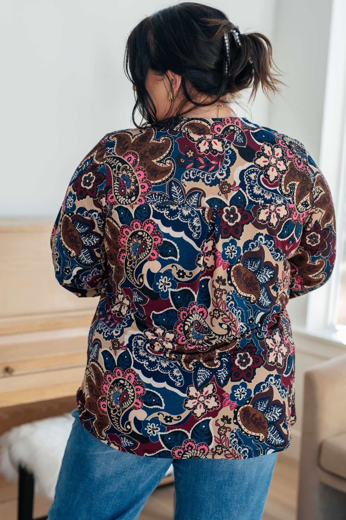 Load image into Gallery viewer, Little Lovely Blouse in Wine Paisley - Dear Scarelett