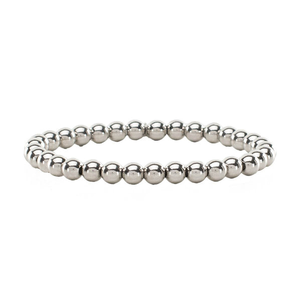 Chloe Ann 6mm Beaded Bracelet - Silver - Rustic Cuff
