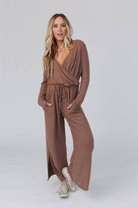 As It Was Cross Front Jumpsuit - Mushroom -Three Bird Nest