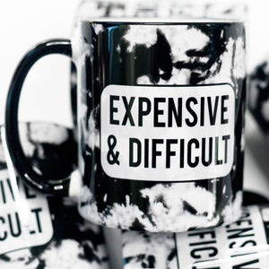 Expensive and Difficult Black Tie Dye Ceramic Mug - Mugsby