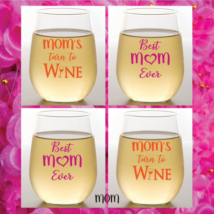 Mom Sayings Plastic Stemless Wine Glasses